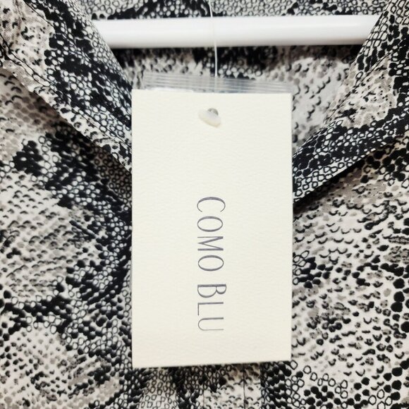 Como Blu Womens Black & White Snake Print Button-Up Long Sleeve Blouse Size M - Picture 3 of 10